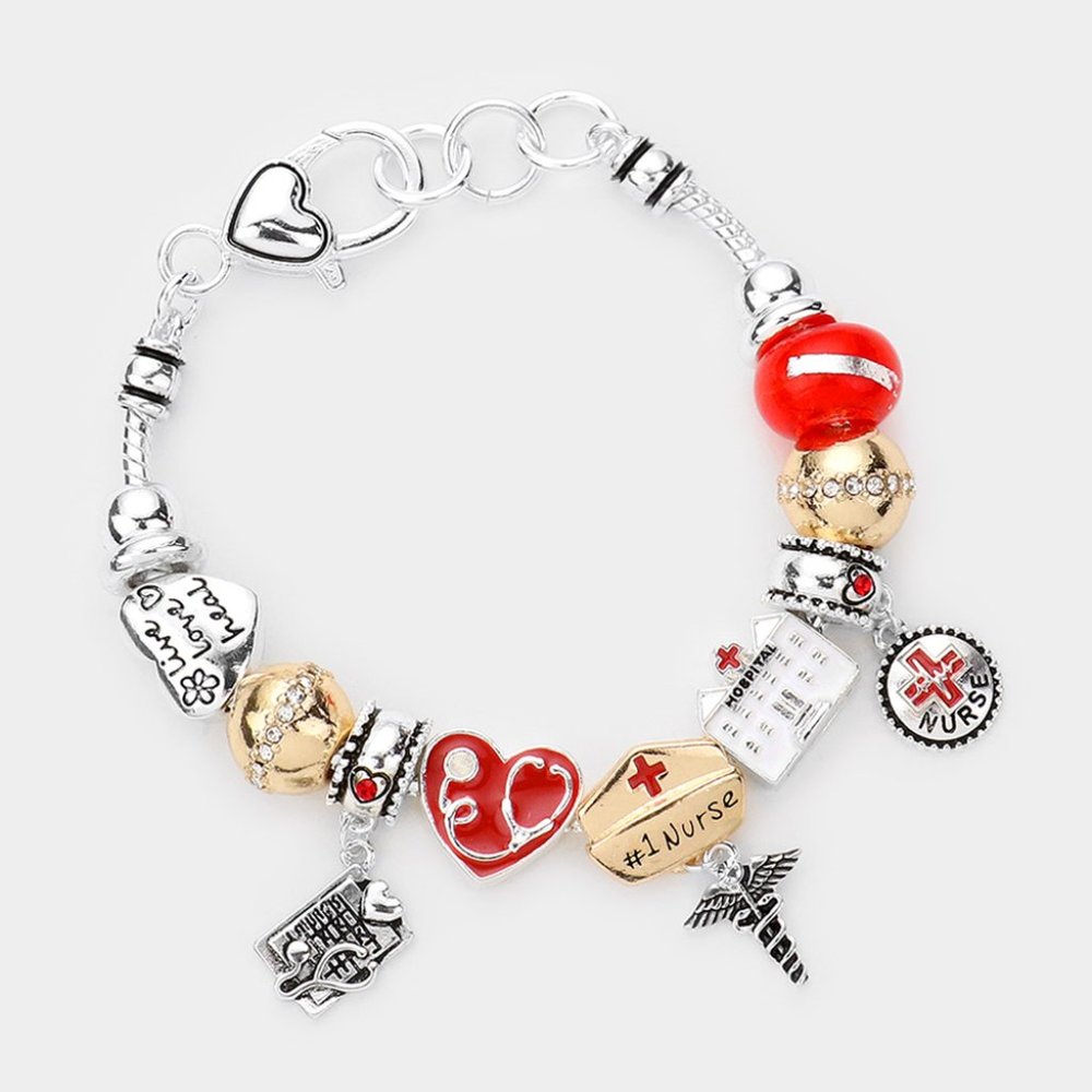 • No. 1 Nurse Hat Hospital Multi Bead Bracelet